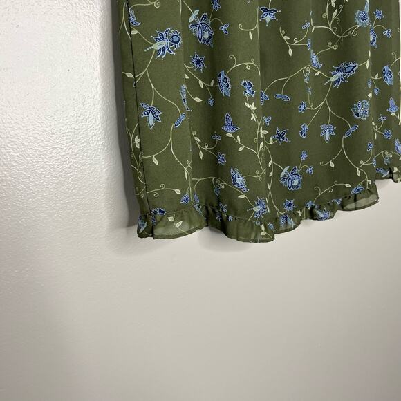 Y2K Milkmaid Fairycore Grandmacore Floral Green & Blue Flowy Skirt Medium - Picture 5 of 7